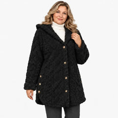 ✨【S-5XL】Dámský teplý ležérní kardigan s kapucí a dlouhým rukávem (oboustranný fleece)