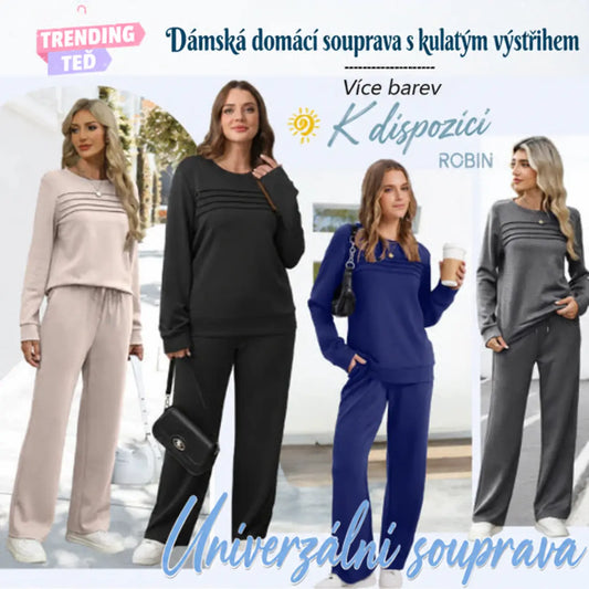 【Velikosti S-5XL】Dámský módní sportovní set, vysokokvalitní bavlněná koszulka s dlouhým rukávem + kalhoty, varianta E ✅ Platba při převzetí