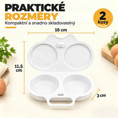 💥 Speciální zařízení na vaření vajec v mikrovlnné troubě: design se dvěma komorami, nepřilnavý povrch, snadné čištění.