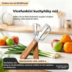 🧅🔪 Víceúčelová kuchyňská škrabka „3 v 1“: škrábe, krájí na plátky a otevírá lahve! 🔥