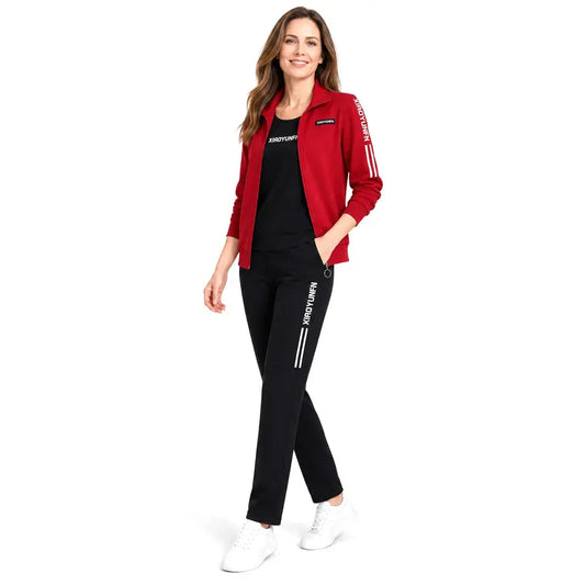 🌸 Elegance a naprosté pohodlí! Elegantní dámská třídílná tepláková souprava (bunda se zipem + tričko + kalhoty / Velikosti: M–6XL)! ✨