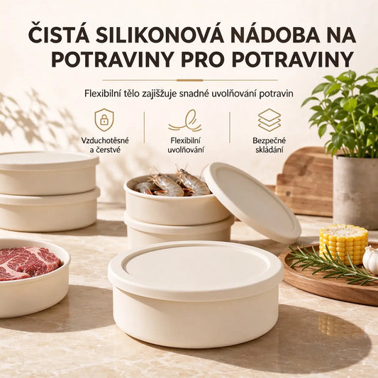🍱 Silikonová nádoba vhodná pro styk s potravinami, na skladování a ohřívání jídla
