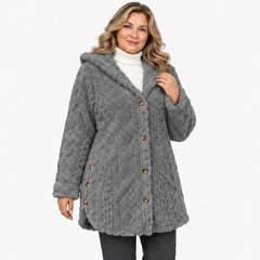 ✨【S-5XL】Dámský teplý ležérní kardigan s kapucí a dlouhým rukávem (oboustranný fleece)